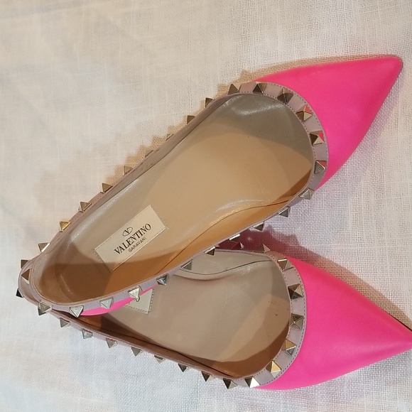 Valentino Garavani flats shoes Rock stud hot pink color - Picture 3 of 4